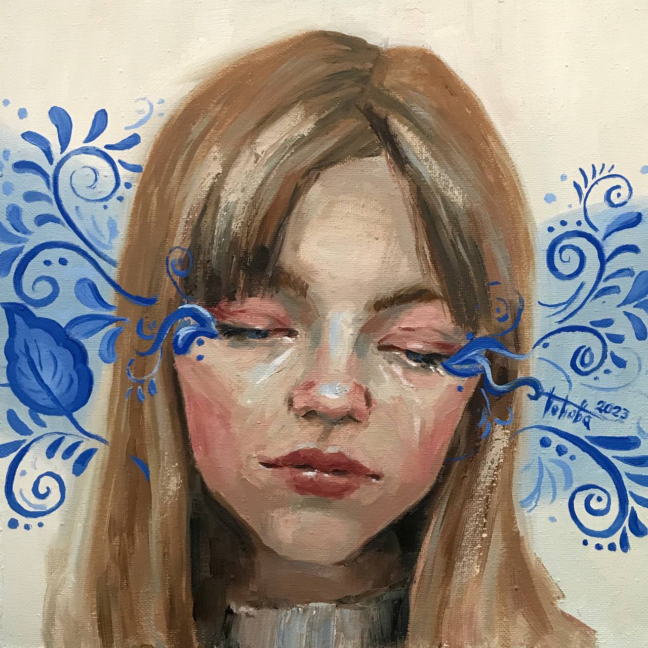 Nadezhda, main image, canvas, oil, 30×30 cm, original work by YUNA / Yuliana Popova.