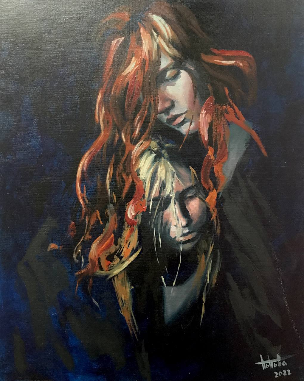 You Are Safe, main image, canvas board, acrylic, oil, 40×50 cm, original work by YUNA / Yuliana Popova.